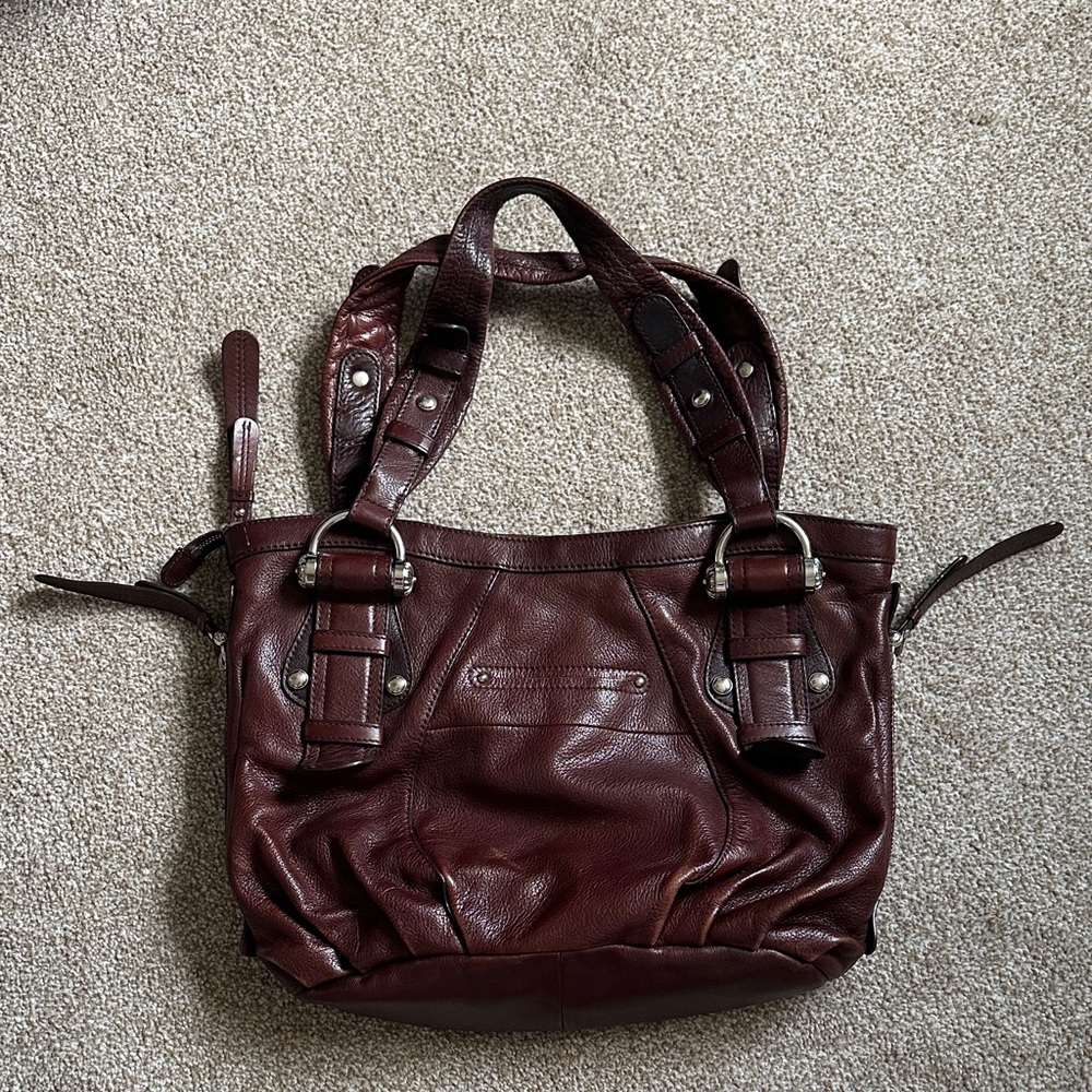 B. Makowsky Cognac Leather Tote Bag